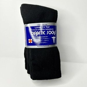 3 Pairs Mens Diabetic Health Circulatory Crew Cotton Socks Size  9 - 11 Black